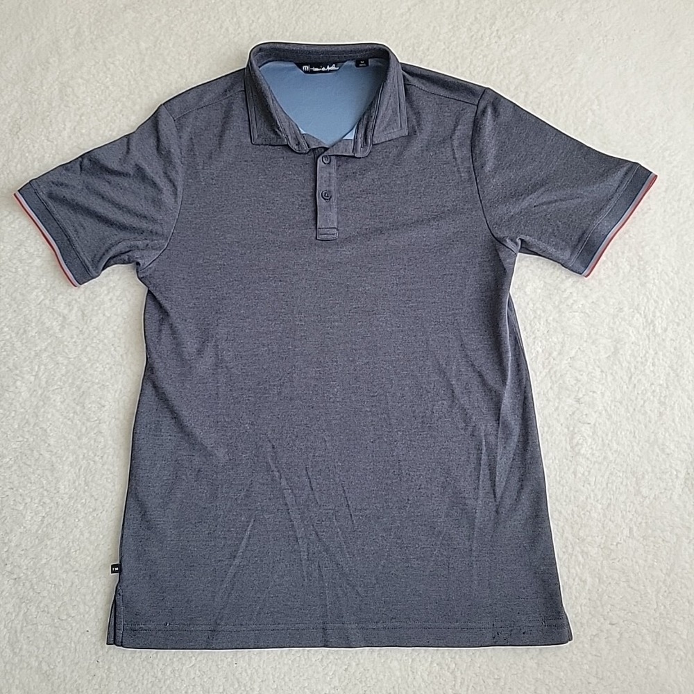 Travis Mathew Men's‎ Size M Polo Shirt Blue Short Sleeve Modal Blend